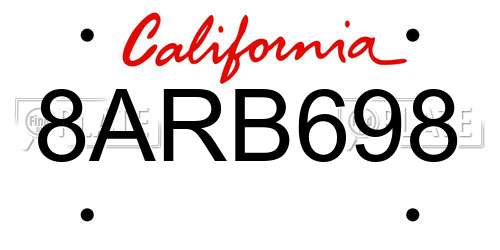 8ARB698 California License Plate