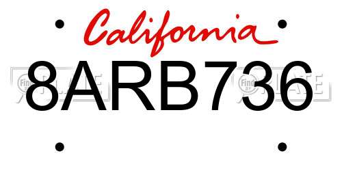 8ARB736 California License Plate