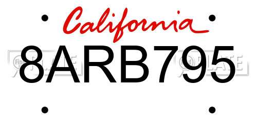 8ARB795 California License Plate