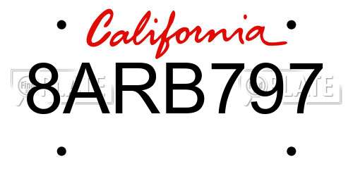 8ARB797 California License Plate