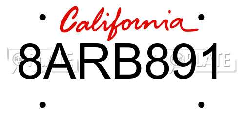 8ARB891 California License Plate