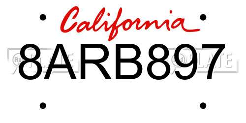 8ARB897 California License Plate