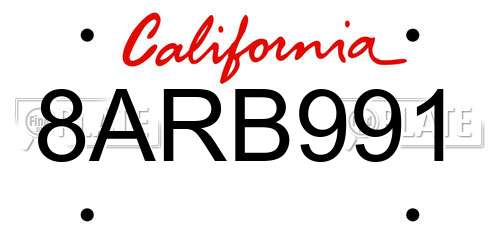 8ARB991 California License Plate