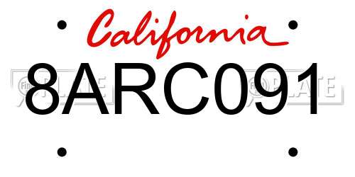 8ARC091 California License Plate