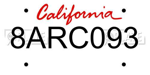 8ARC093 California License Plate