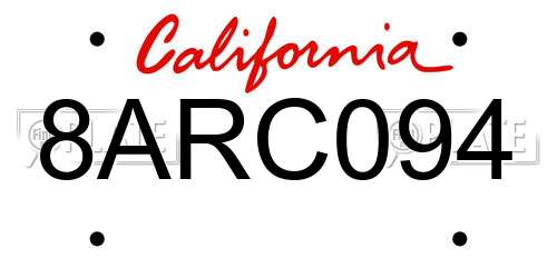 8ARC094 California License Plate