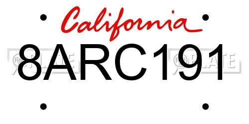 8ARC191 California License Plate