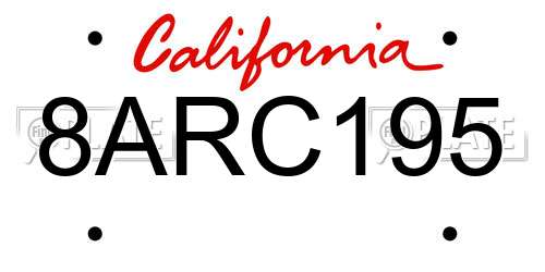 8ARC195 California License Plate