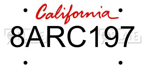 8ARC197 California License Plate