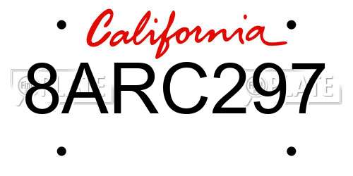 8ARC297 California License Plate