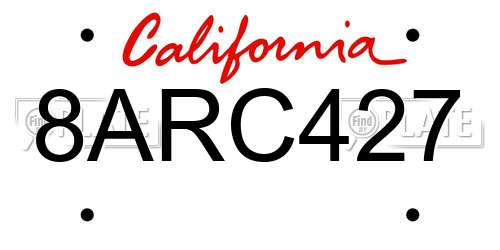 8ARC427 California License Plate