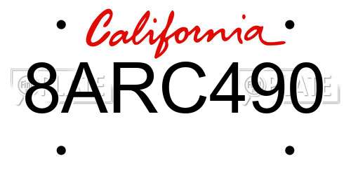 8ARC490 California License Plate