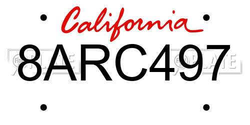 8ARC497 California License Plate