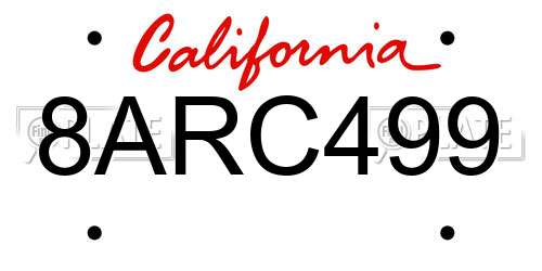 8ARC499 California License Plate