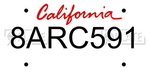 8ARC591 California License Plate