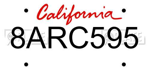 8ARC595 California License Plate