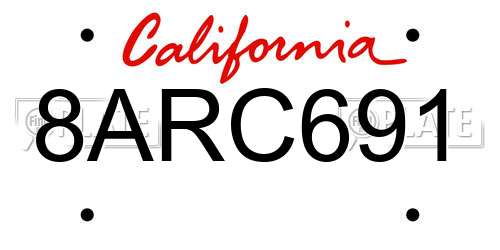 8ARC691 California License Plate