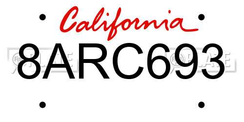 8ARC693 California License Plate