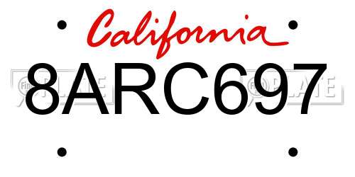 8ARC697 California License Plate