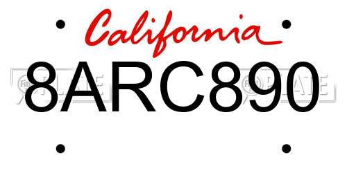 8ARC890 California License Plate