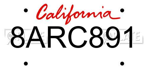 8ARC891 California License Plate