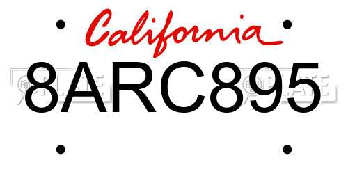 8ARC895 California License Plate
