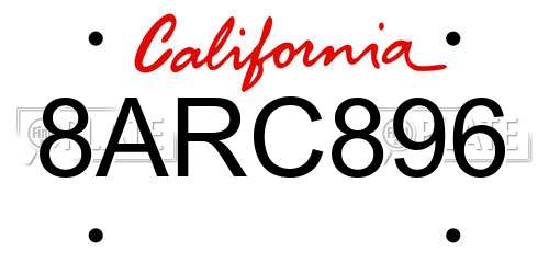 8ARC896 California License Plate