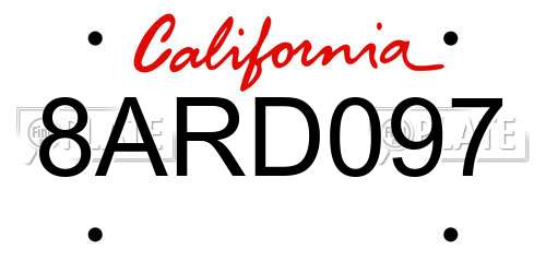 8ARD097 California License Plate