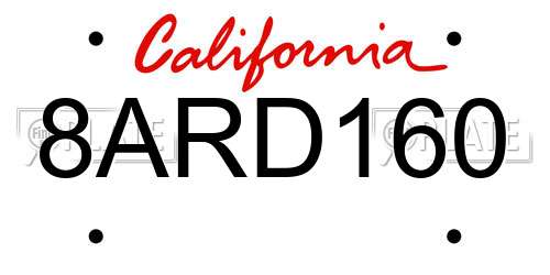 8ARD160 California License Plate