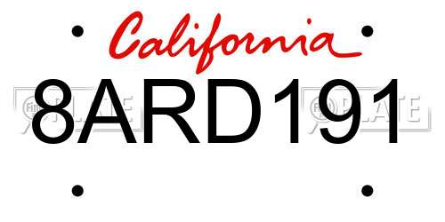 8ARD191 California License Plate
