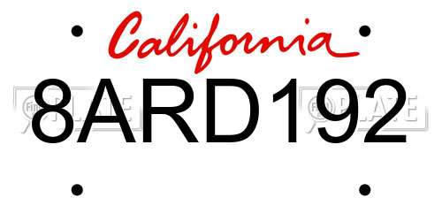 8ARD192 California License Plate