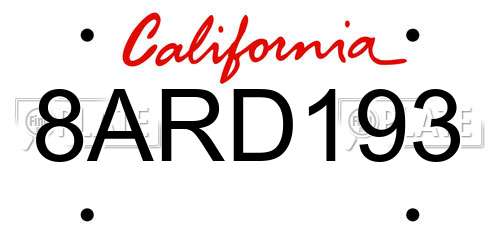 8ARD193 California License Plate
