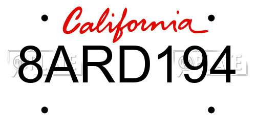 8ARD194 California License Plate