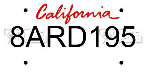 8ARD195 California License Plate