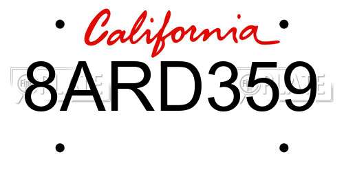 8ARD359 California License Plate