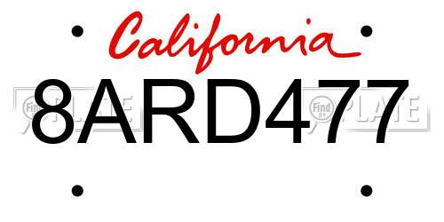8ARD477 California License Plate