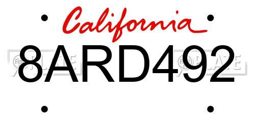 8ARD492 California License Plate