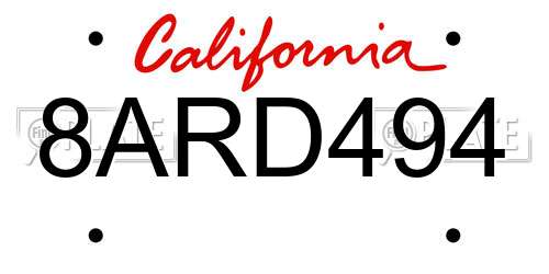 8ARD494 California License Plate