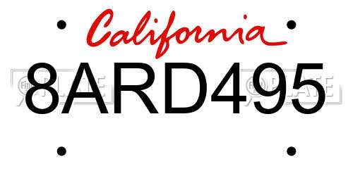 8ARD495 California License Plate