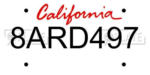 8ARD497 California License Plate