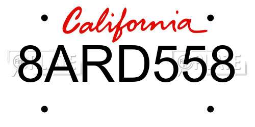 8ARD558 California License Plate