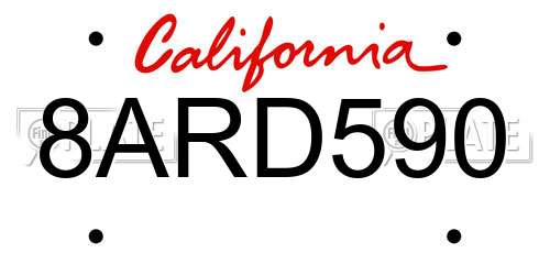 8ARD590 California License Plate