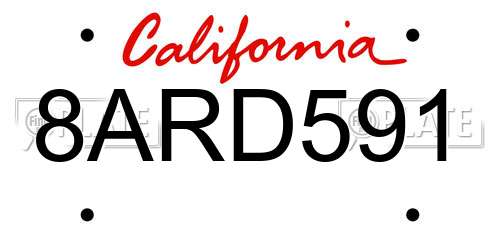 8ARD591 California License Plate