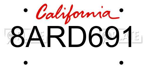 8ARD691 California License Plate