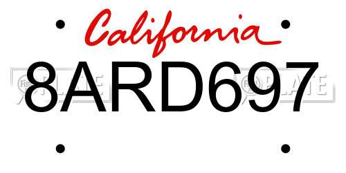 8ARD697 California License Plate