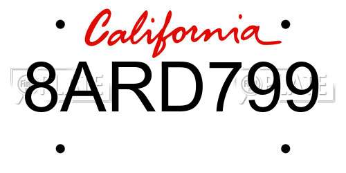 8ARD799 California License Plate