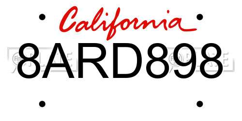 8ARD898 California License Plate