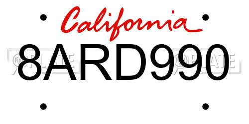 8ARD990 California License Plate