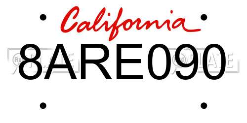 8ARE090 California License Plate