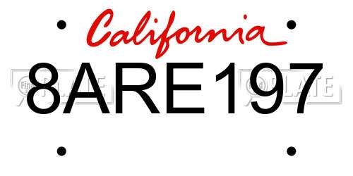 8ARE197 California License Plate